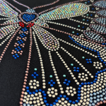 Blue Crystal Heart Butterfly Iron On Rhinestone Hotfix Bling Design